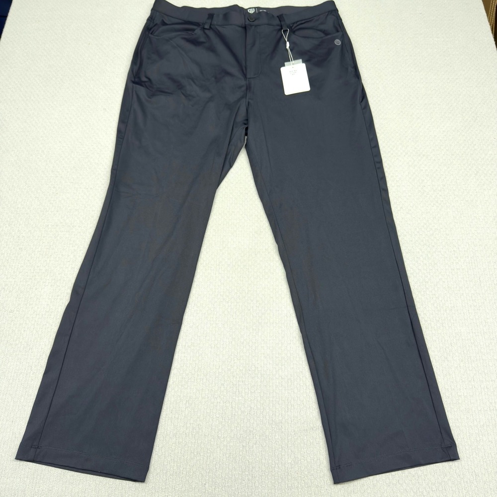 New Graham Luxe Pants Mens 38x30 Dark Gray Performance Chino‎ Golf Casual
